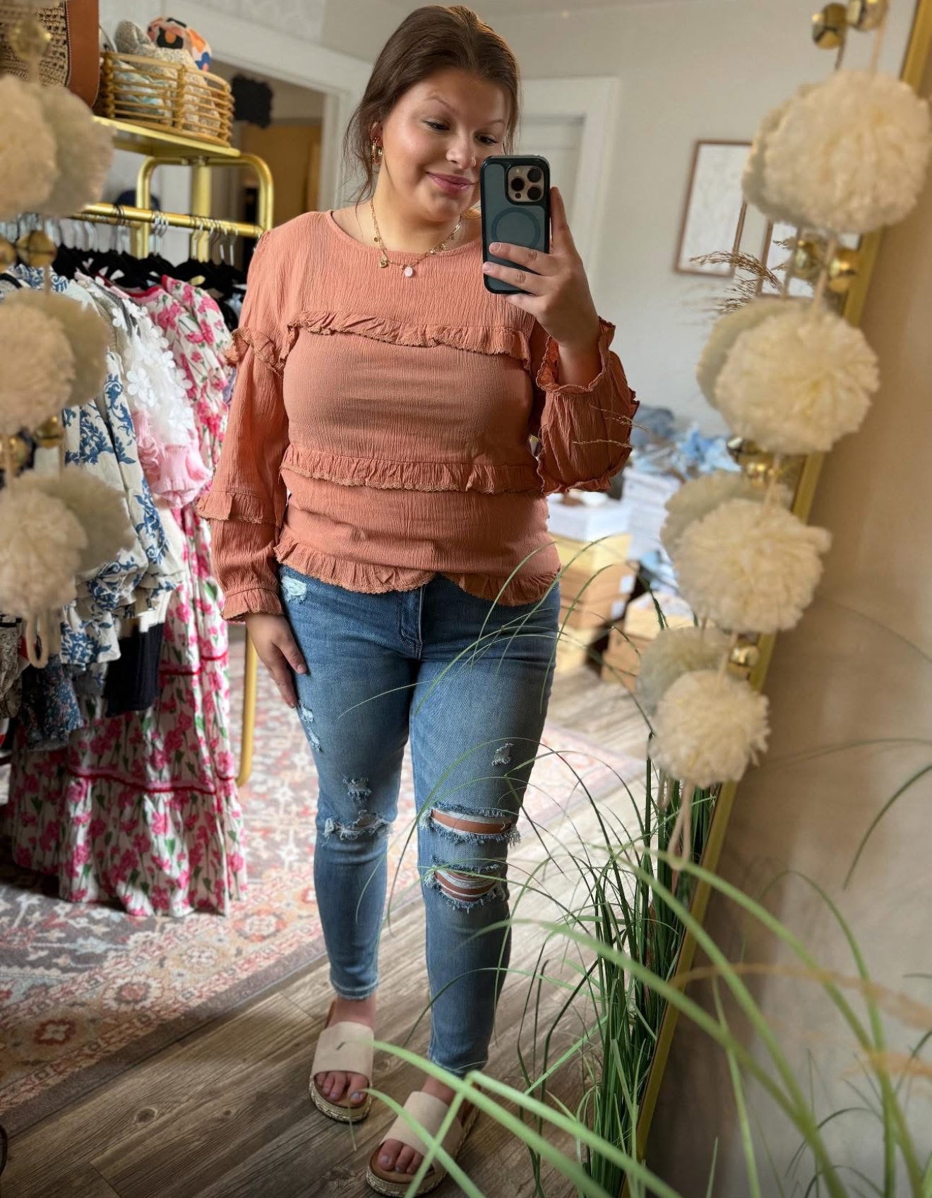 Listicle Burnt Ruffle Top