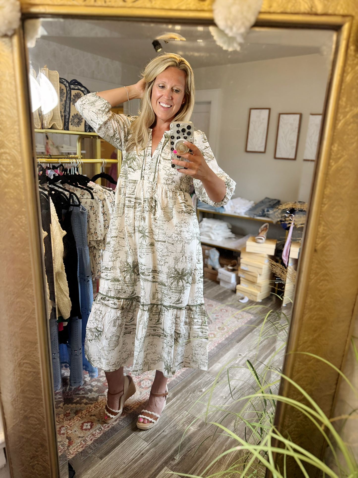 Green and Cream Dress