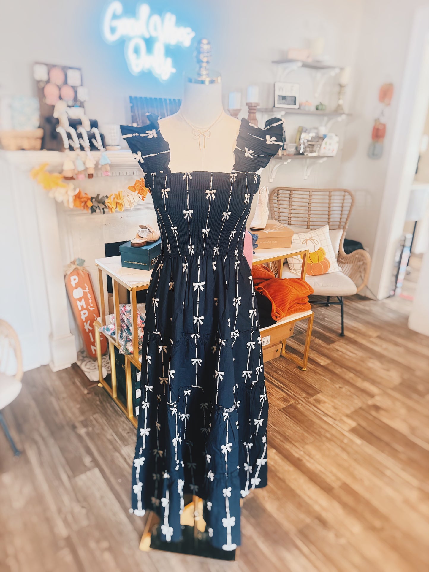 Black Bow Maxi Dress