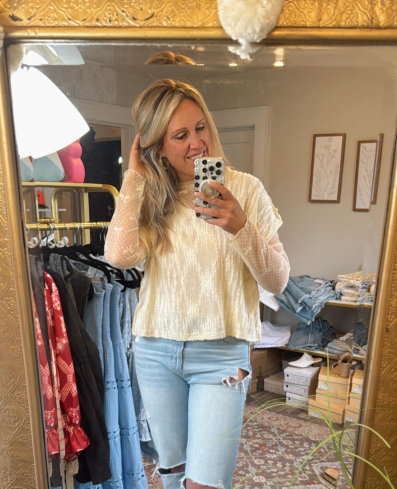 Cream and Sparkled Sweater Top