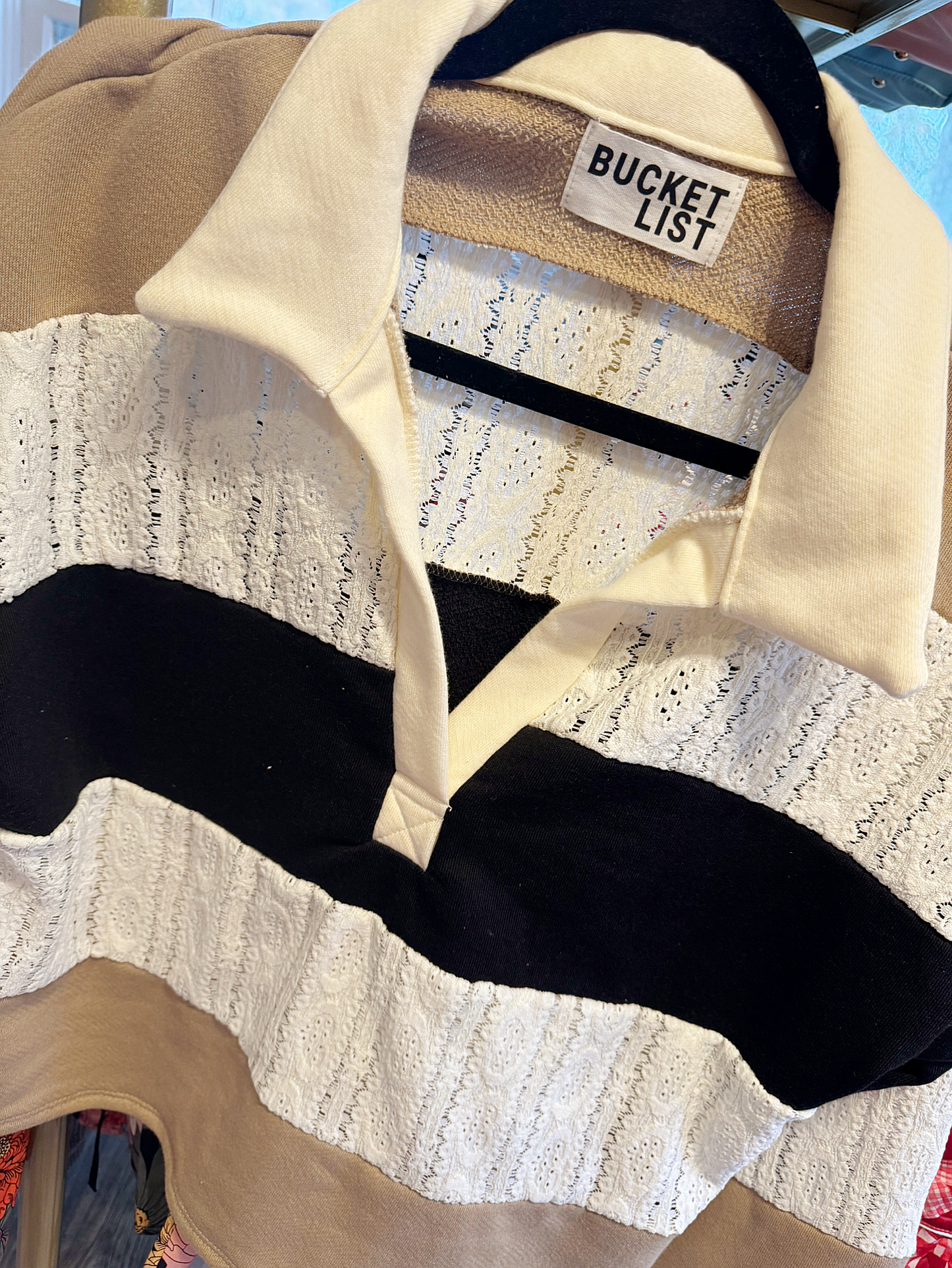 Color Block Lace Pullover