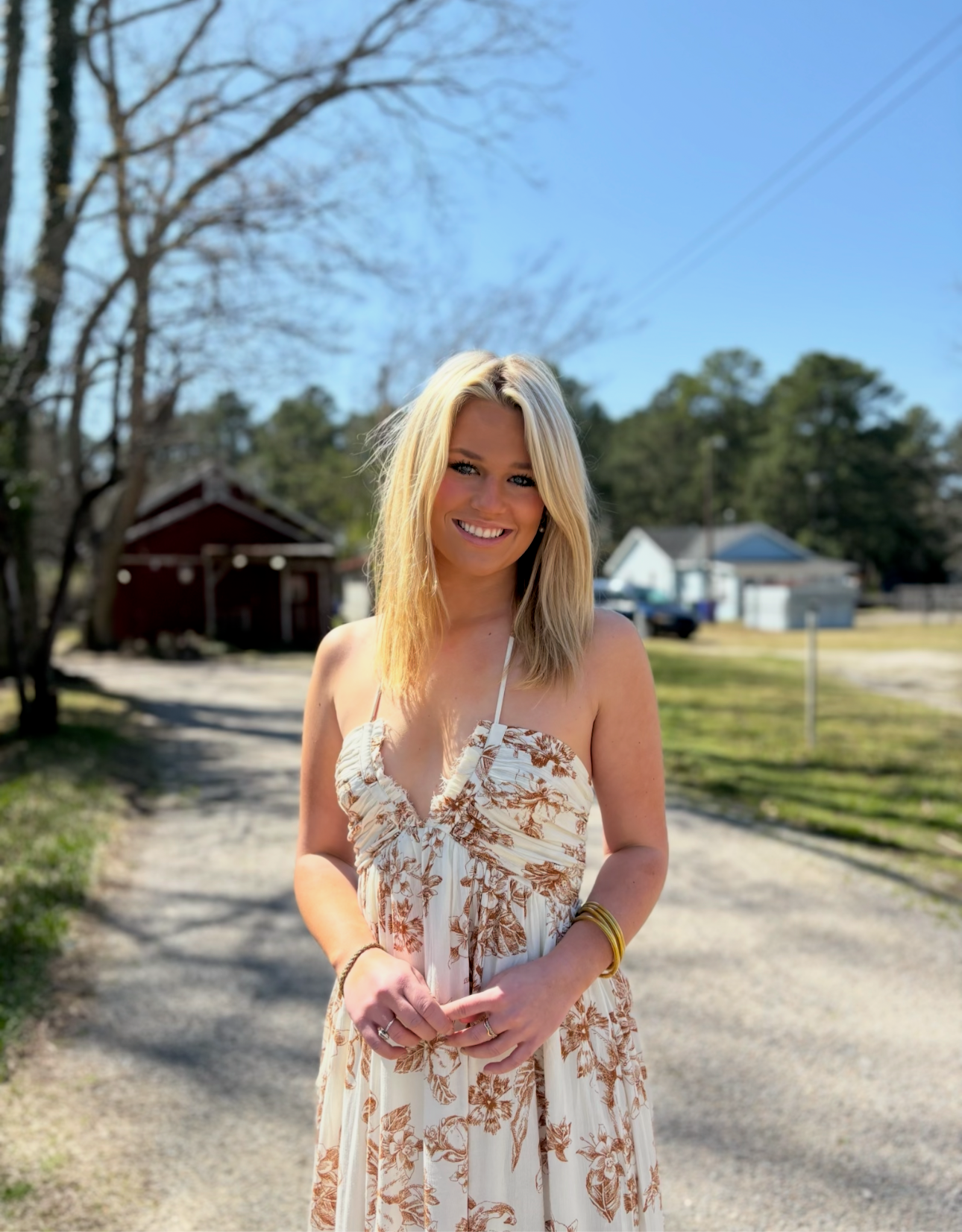 Floral Print Tie Back Halter Dress