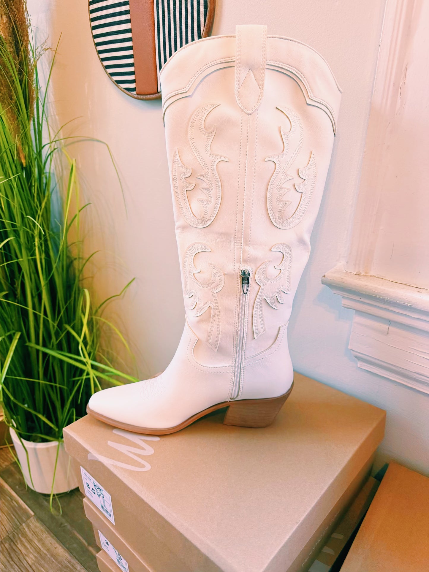 White Tall Boots