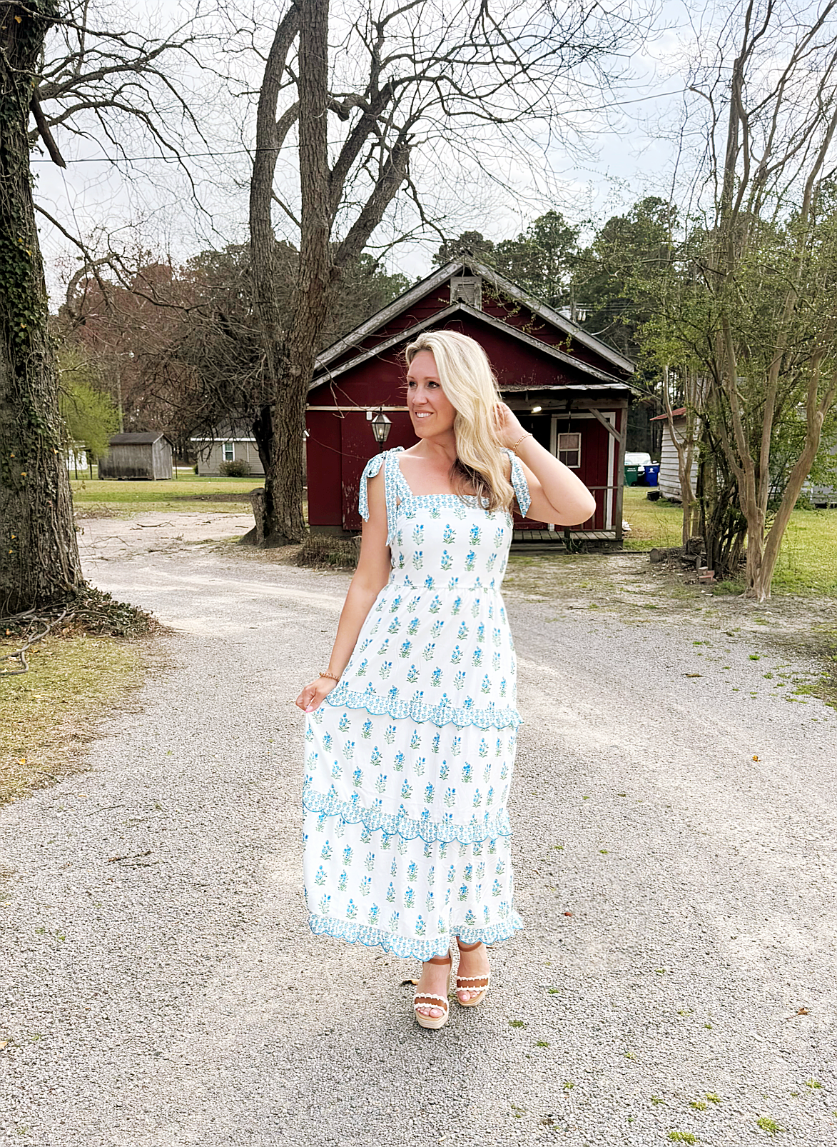 Blue Floral Pattern Dress