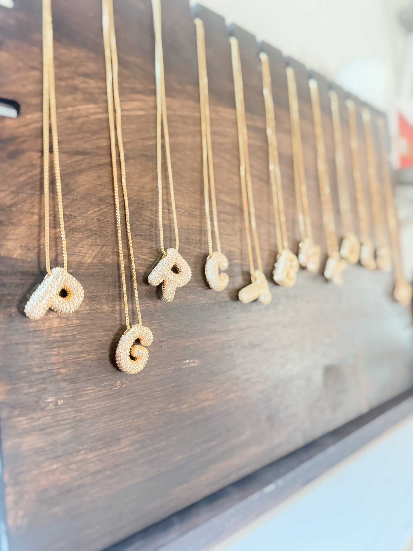 Diamond Studded Bubble Letter Necklace