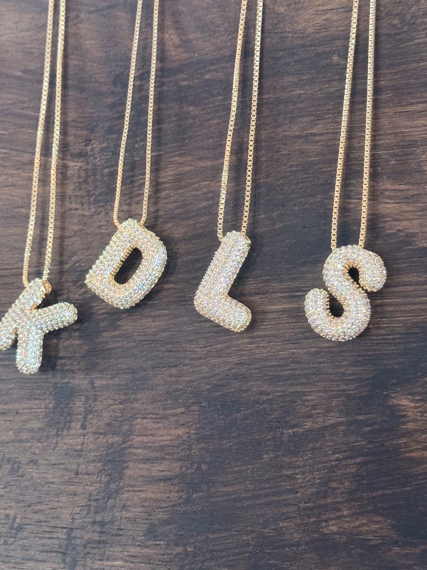 Diamond Studded Bubble Letter Necklace