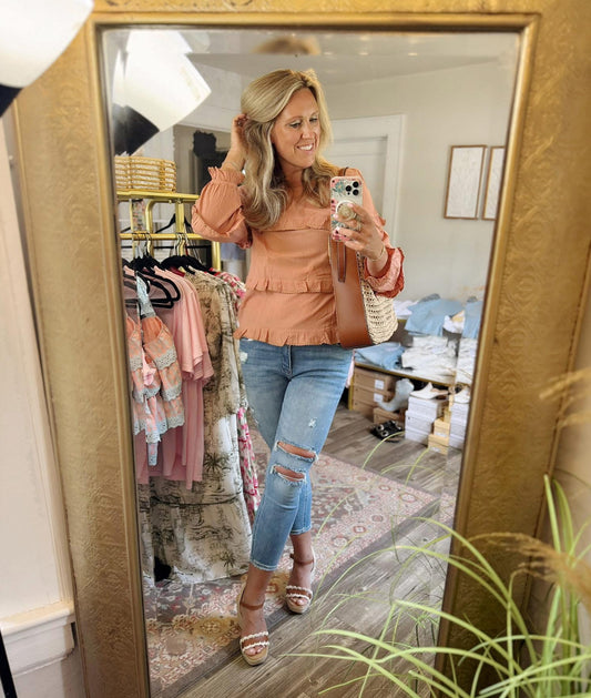 Listicle Burnt Ruffle Top