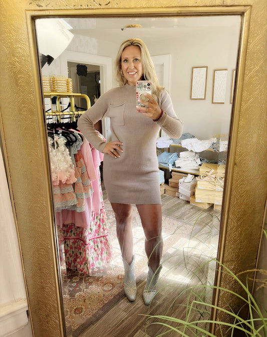 Beige Sweater Dress