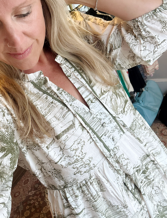 Green and Cream Dress