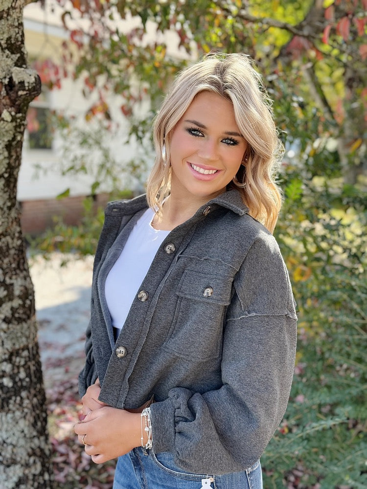 Cropped Jacket In Charcoal