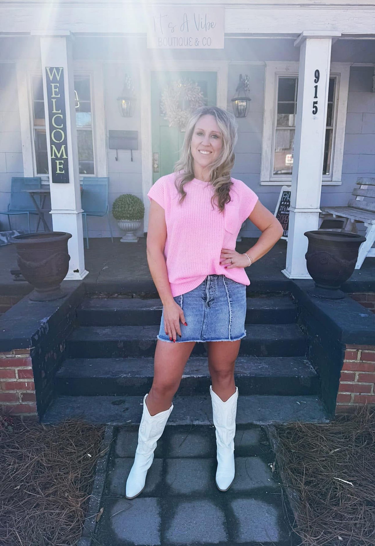 Pink Short Sleeve Sweater