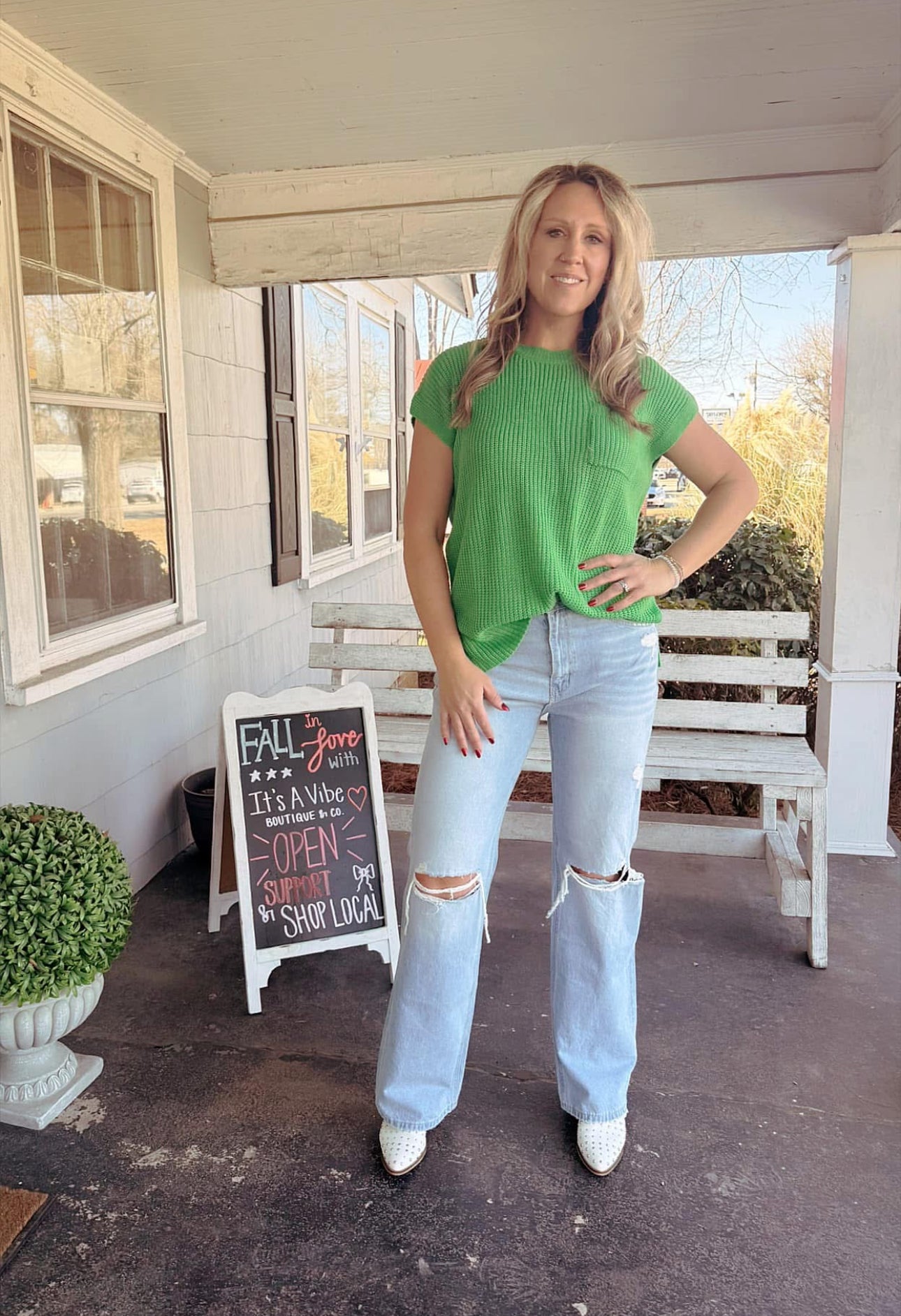 Green Short Sleeve Top